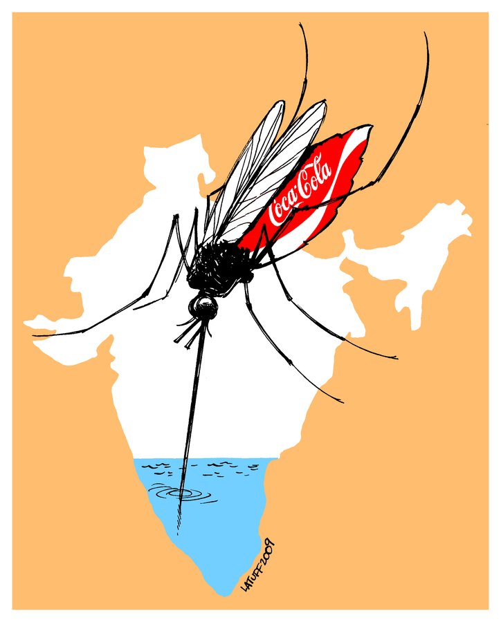 Watersucking Coke in India, By Carlos Latuff BIG