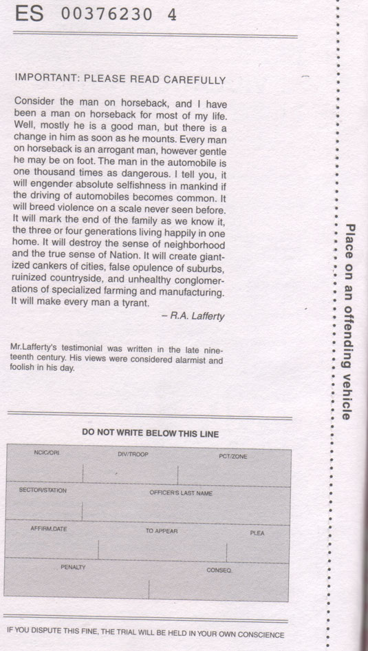 Adbusters 60 Strafzettel Rückseite