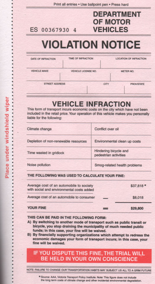 Adbusters 60 Strafzettel Vorderseite